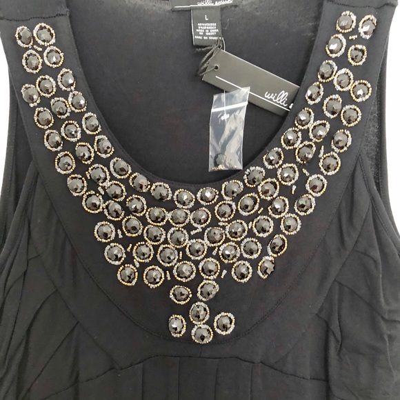 NWT Short Black Dress, Beautiful Beading, Size L - Picture 2 of 3